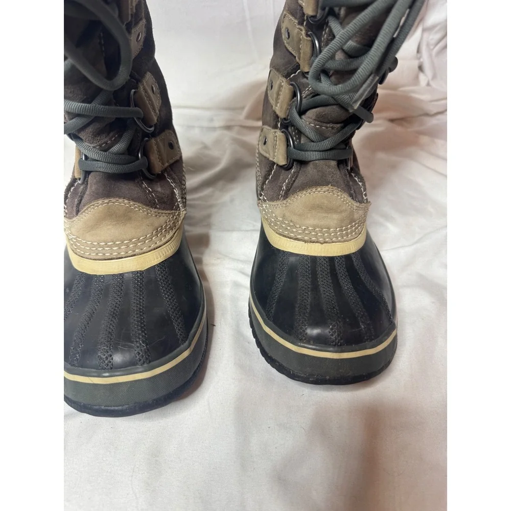 Sorel Joan of Arctic Brown Suede Waterproof Faux Fur Winter Snow Boots Womens.